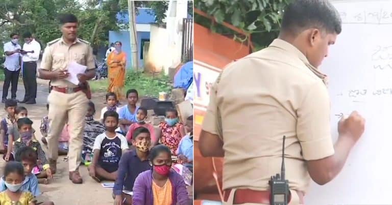 Before Leaving For His Duty, This Karnataka Cop Teaches Migrant Children Every Day