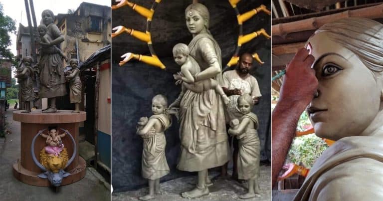 Kolkata Stuns The World Yet Again With Durga Pandal Featuring Migrant Mother