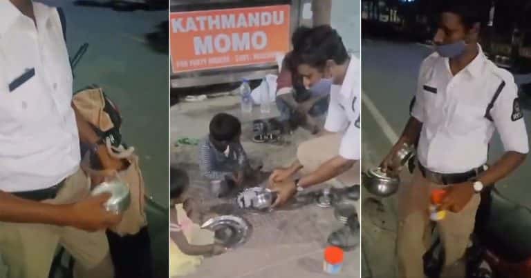 Hyderabad Cop Offers His Own Food To Destitute Kids Living Off Scraps