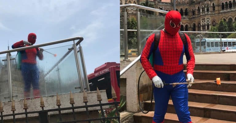 ashok kurmi as spiderman in mumbai