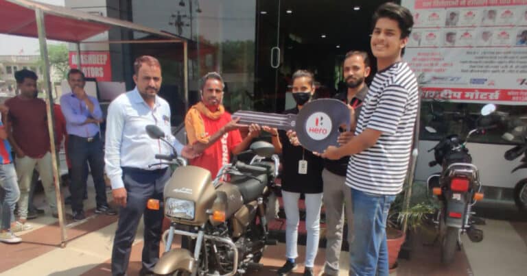 durga meena zomato guy receiving bike keys