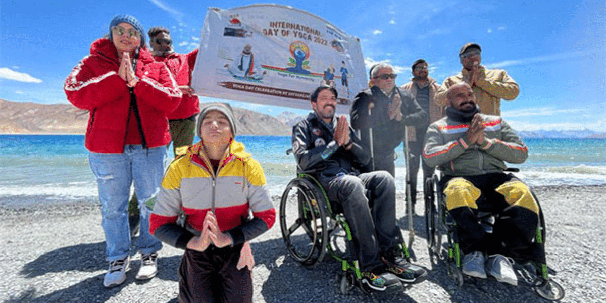 Expedition Team Of Wheelchair Users Observe Yoga Day On 14,300 Feet At Ladakh